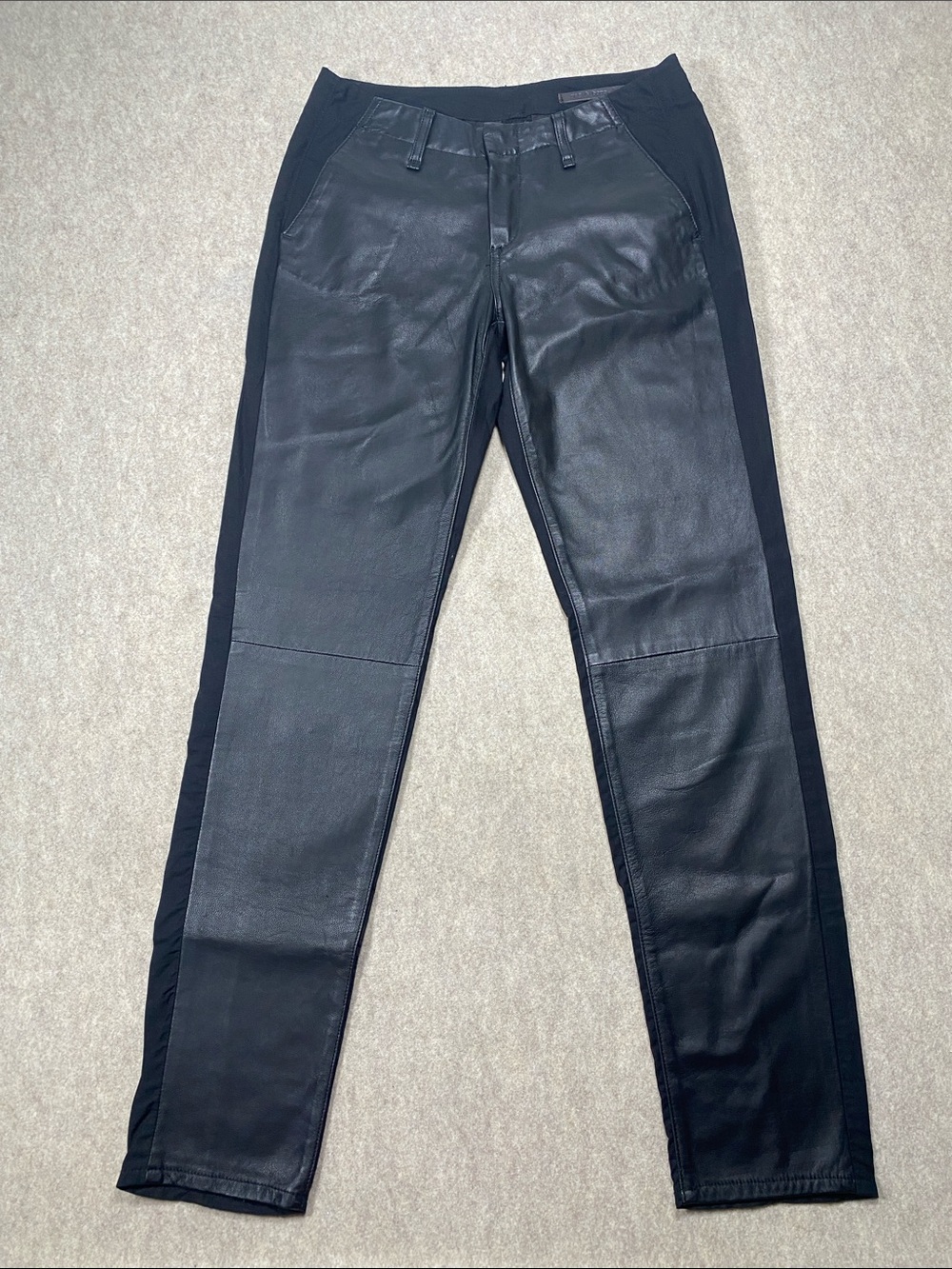 Rag & Bone Hyde Portobello Lamb Leather Pants 25 Black Skinny Moto Made USA